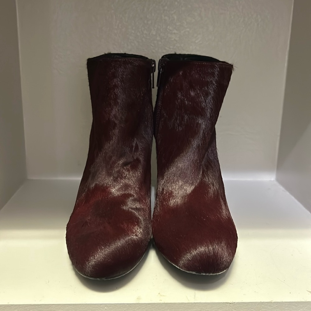 Vintage Burgundy Pony Hair Booties